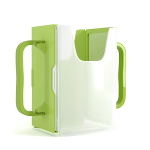 Adjustable light green baby milk box holder with dual handles to prevent squeezing