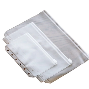Three sizes of transparent PVC zipper binder pockets for loose-leaf planners and organizers