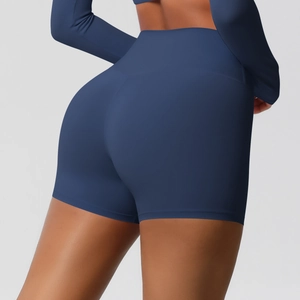 Detail view of high waist fitness shorts with butt-lifting and tummy control features