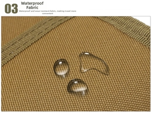 Detailed close-up of water-resistant tactical bag fabric showing durable oxford nylon texture