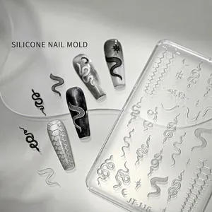 Silicone Nail Art Carving Mold 3D DIY Decoration Template Manicure Tools Embossed Pattern Butterfly Snake