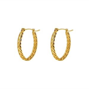 Vintage style gold twisted rope hoop earrings with textured finish for women