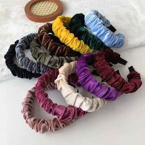Minimalist pleated velvet headbands in assorted colors for women hair styling