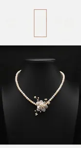 Detailed view of Baroque petal necklace with natural freshwater pearls on a neck model