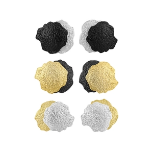 Three pairs of geometric S925 silver stud earrings with hammered metal texture design