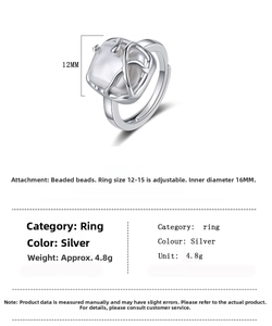Dettaglio dell'anello in argento stile ramo con perla barocca quadrata da 12mm e misure