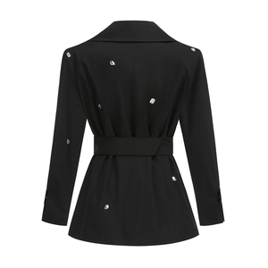 Vue arrière d'une robe blazer noire cintrée avec des détails en strass brillants