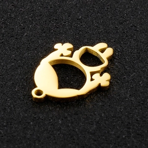 Macro shot of a hollow gold metal pendant for DIY jewelry, featuring a polished finish