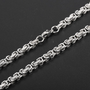 Polished silver 4mm Byzantine chain necklace in stainless steel with lobster clasp closure