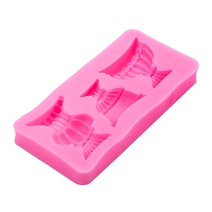 Pink silicone mold for DIY resin vase making with three distinct classical relief designs
