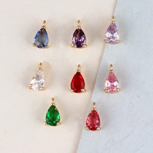 Water Drop Charms Birthstone Copper Zircon Faceted Pear Shape Pendants For DIY Jewelry Making Necklaces Earrings