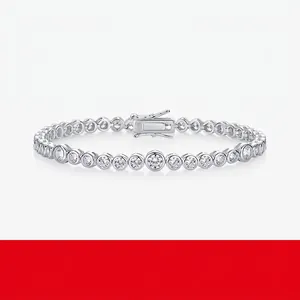 Elegant 925 sterling silver tennis bracelet with sparkling moissanite stones