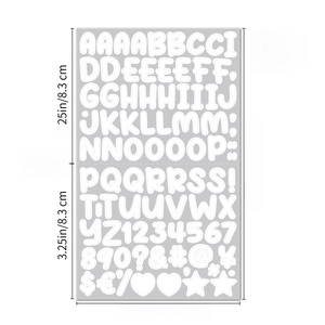 Detailed dimension guide for 0.5-inch cartoon alphabet stickers with foldable line