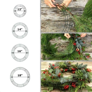 Green metal wreath frames in sizes 12, 14, 16, 18 inch with DIY assembly tutorial