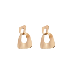 Minimalist geometric matte gold layered earrings in a modern abstract design
