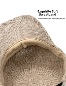 Close-up of the breathable cotton sweatband and premium knit lining inside the winter hat