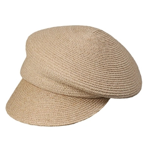 Elegant Raffia straw newsboy cap in beige with a premium spiral weave for summer style
