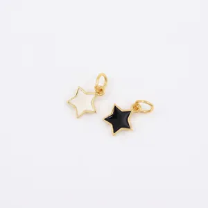 Minimalist black and white star pendants with gold trim and glossy enamel finish