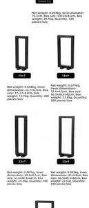 Detailed technical specifications and size dimensions table for PE film floating jewelry box