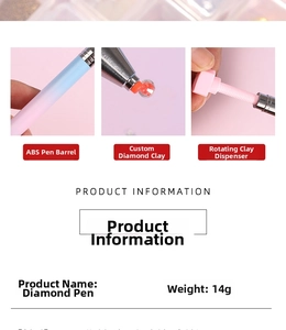 Macro detail of a 14g nail dotting pen with gradient pink-blue body and twist mechanism