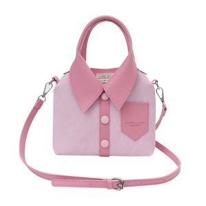 Minimalistische roze en paarse PU-lederen crossbodytas met uniek kraagontwerp en knoop