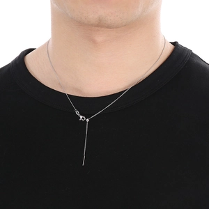 Minimalist 18k silver plated adjustable box chain necklace with spherical slider clasp