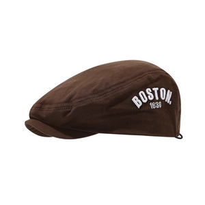 Gorra retro marrón con bordado BOSTON blanco en lona de algodón de alta calidad