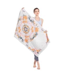 Microfiber beach towel with mandala floral pattern for quick dry yoga and swimming