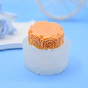 Rose Flower Relief Silicone Mold For DIY Handmade Candle Soap Gypsum Cake Decorating Round Shape Flexible