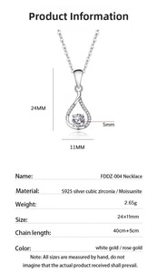 Detail specifications of S925 sterling silver water-drop necklace with moissanite stone