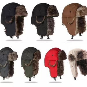 Winter thermal trapper hats for men and women in various colors with faux fur lining