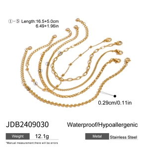 Ensemble de cinq bracelets en perles d'acier inoxydable doré pour femmes bijoux