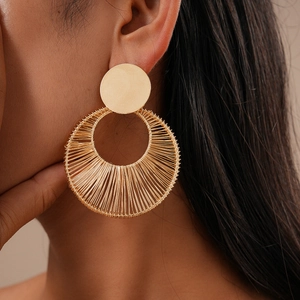 Hollow Round Woven Drop Earrings With 925 Sterling Silver Earring Post Metallic Geometric Fashion Jewelry For Women