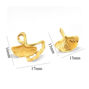 Gold stainless steel ginkgo leaf pendants in two sizes 16x17mm and 13x13mm for DIY
