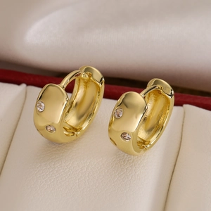 Hoop Ohrringe Kupfer Echtgold Vergoldet Mikro Eingelegt Zirkon Minimalistisch Exquisit C-Förmig Klein Mode Schmuck Für Damen
