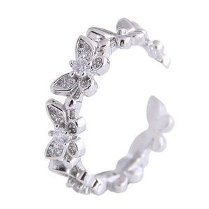 Adjustable Copper Open Ring With Butterfly Pixiu Designs And Sparkling Zircon For Women Elegant Fashion Jewelry