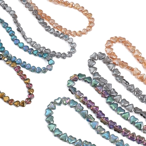 Colorful heart-shaped glass beads strand for DIY handmade jewelry making and necklace