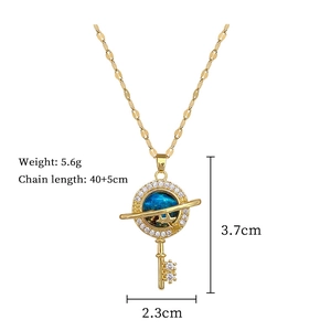 Detailed technical diagram showing dimensions of the starry sky key pendant necklace