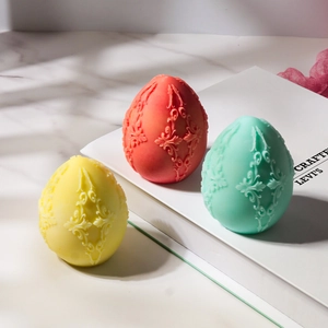 Detailed view of intricate floral embossed patterns on Easter egg silicone molds