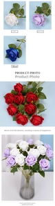 Detailed close-up showing texture of red, white, and blue velvet artificial roses