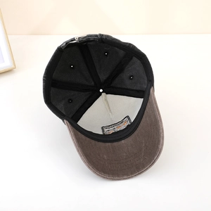 Kids vintage baseball cap with color-block design and curved brim in dark grey and brown