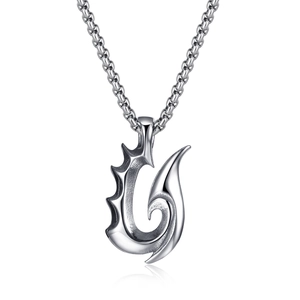 Vintage Tribal Hook Pendant Necklace For Men Stainless Steel Chain Alloy Gothic Skull Dragon Cross Hip Hop Jewelry Gift