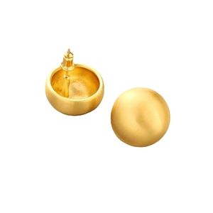 Matte brushed gold dome stud earrings with 925 silver needles and butterfly backs