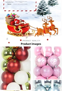 Dettaglio di palline di Natale assortite con finiture glitterate, opache e lucide per l'albero