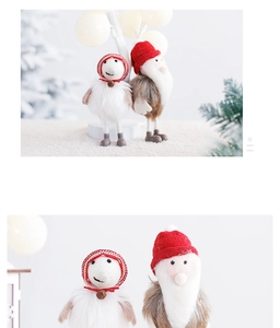 Detail of wool felt Santa and snowman figurines with soft knitted textures for Christmas decor
