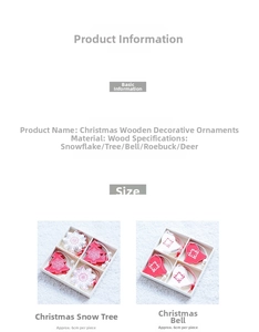 Detailed view of Nordic style wooden Christmas ornaments featuring snowflakes and reindeer
