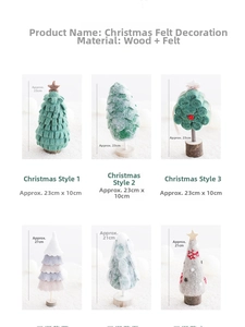 Decorazione da tavola per albero in feltro di lana natalizio base in legno festivo