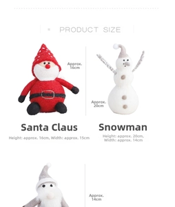 Size chart showing Nordic wool felt Christmas figurines with specific dimensions and heights