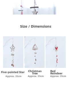Detailed size specifications for Nordic wooden Christmas star and deer hanging ornaments