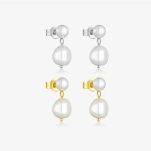 Freshwater Pearl Dangle Drop Earrings With 925 Sterling Silver Earring Post Freshwater Baroque Irregular Elegant Minimalist Jewelry